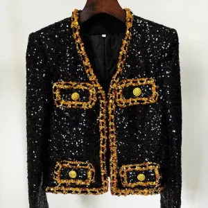 Trend4us Women's Shiny Sequin Blazer