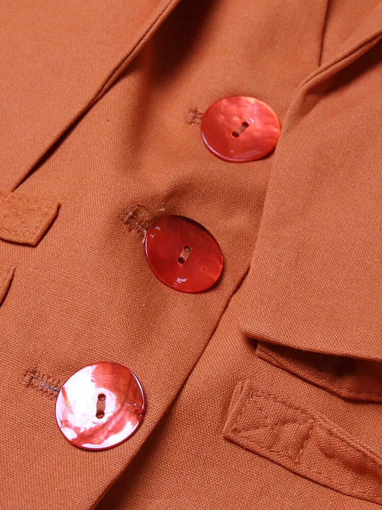 Twotwinstyle Orange Loose Blazer Jacket