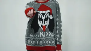Ugly Christmas Sweater JulesRoche 3D Funny Kiss Design Adult
