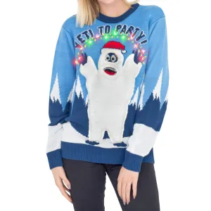 Ugly Christmas Sweater - LED Light-Up Yeti for Holiday Parties