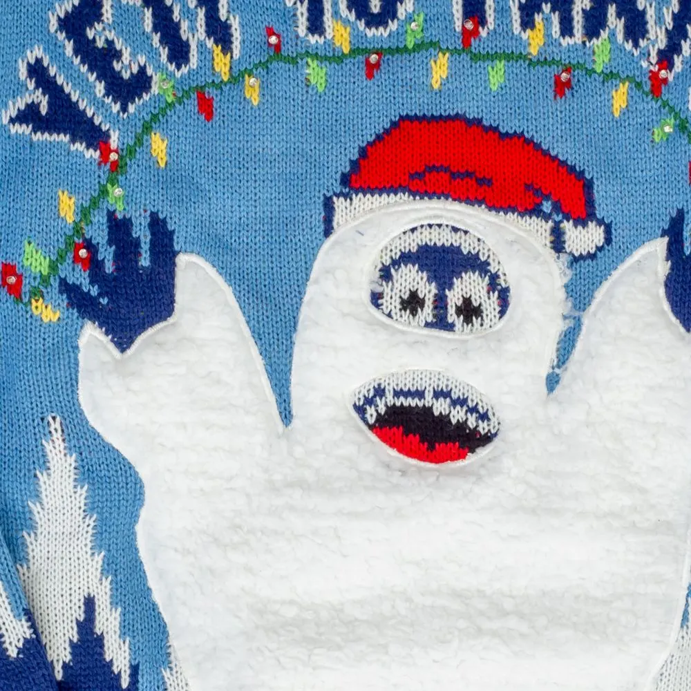 Ugly Christmas Sweater - LED Light-Up Yeti for Holiday Parties