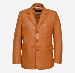 URBANE MEN'S LEATHER BLAZER Classic 3 Button Leather Blazer