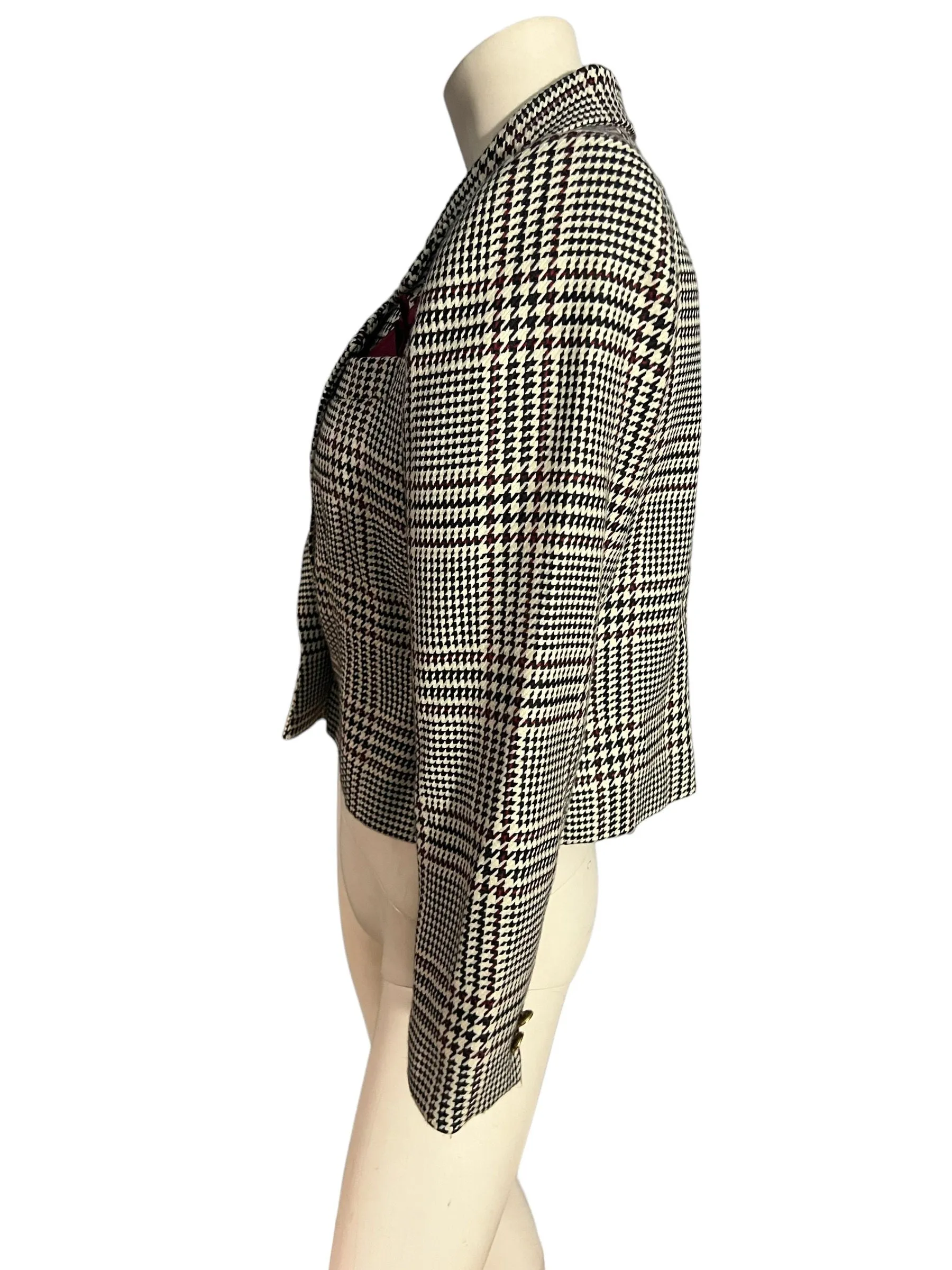 Vintage 80's black, white, red short blazer M petite