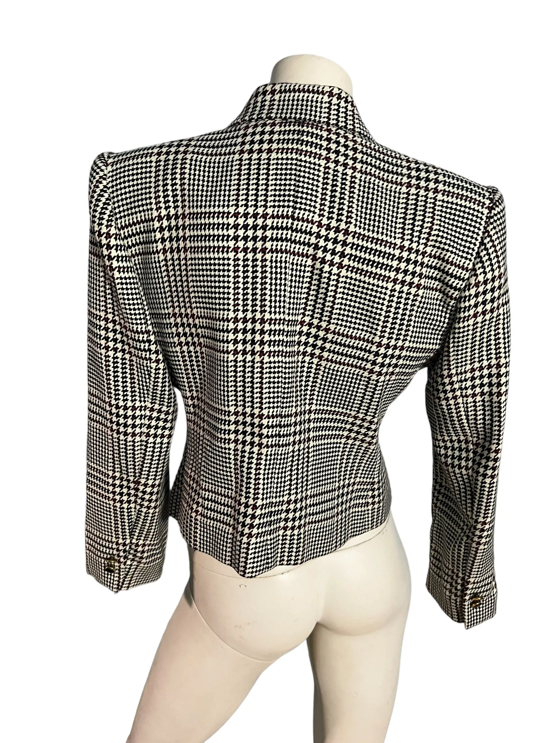 Vintage 80's black, white, red short blazer M petite
