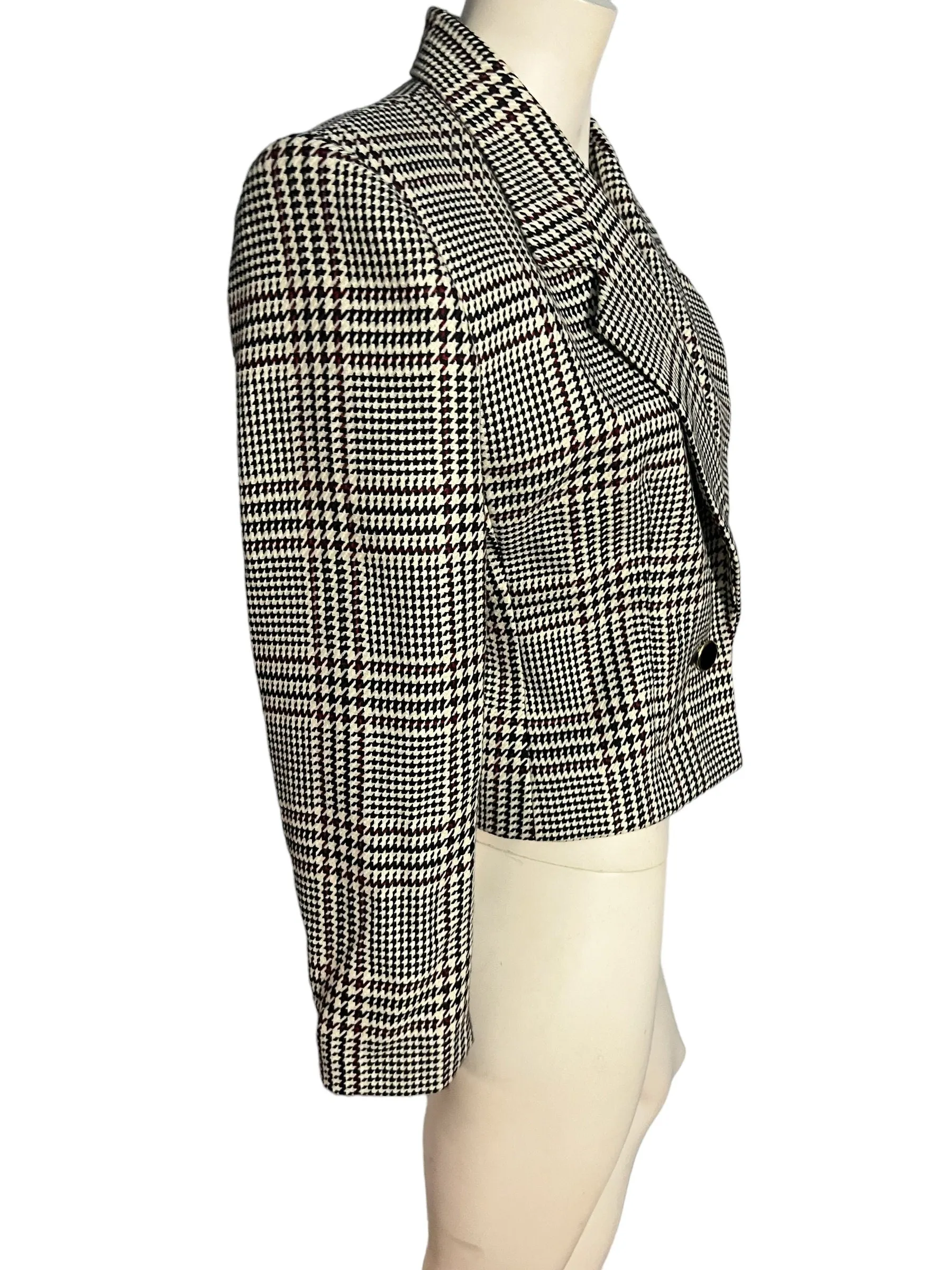 Vintage 80's black, white, red short blazer M petite