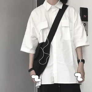 Voguable Short Sleeve Shirt Women White Turn Down Collar Basic Casual Teen Gril Student Oversize Shirt Women Loose Blouse