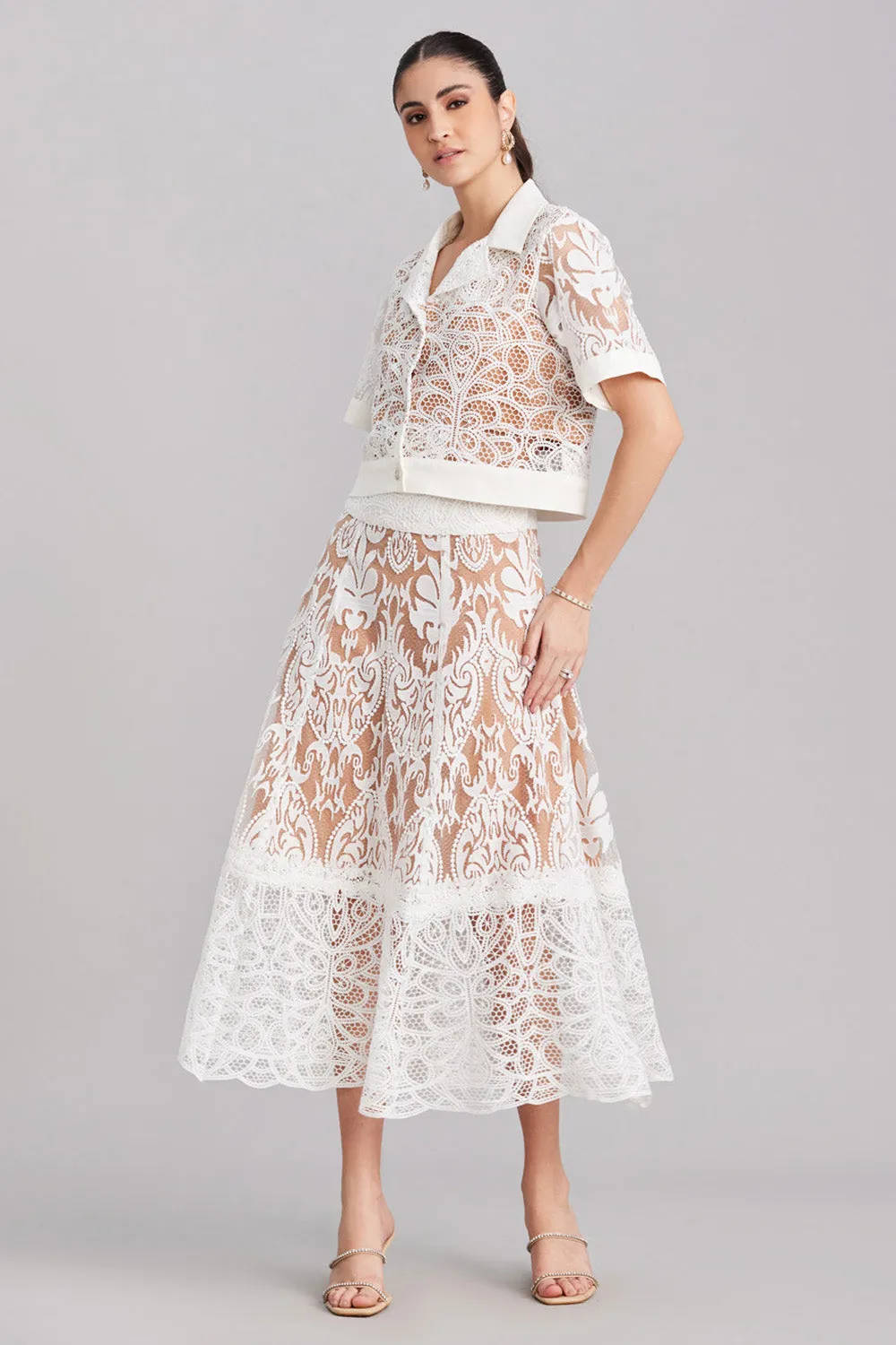 White Lace Cropped Jacket