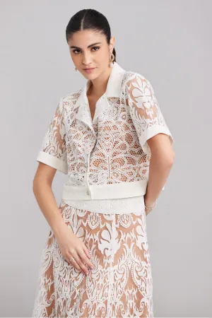 White Lace Cropped Jacket