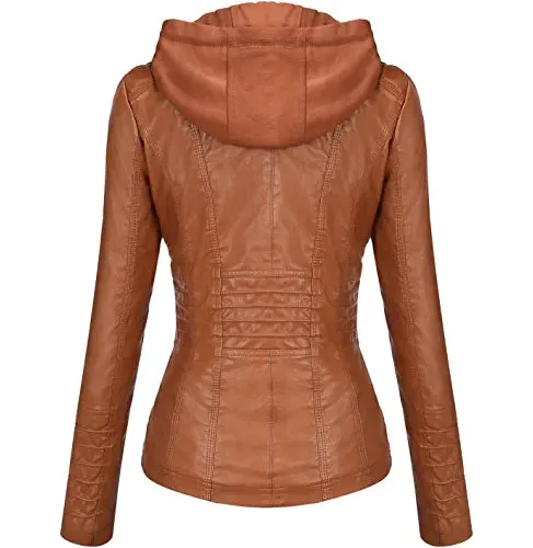 Women Cropped Style Brown Genuine Leather Jacket