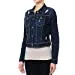 Women's Cropped Fit Distressed Stretch Denim Jacket with Button Front