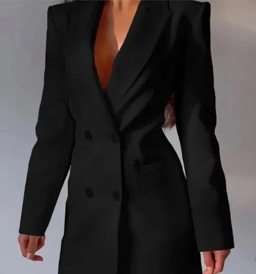 Women's Stylish Cutout Blazer Suit with Double Buttons and Pockets | Ideal for All Seasons