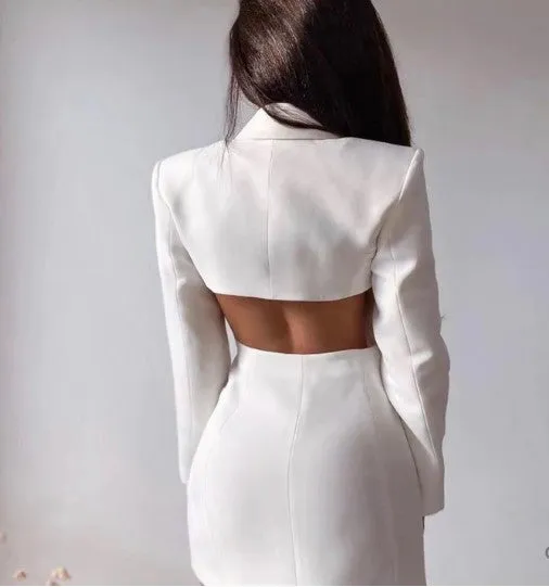 Women's Stylish Cutout Blazer Suit with Double Buttons and Pockets | Ideal for All Seasons
